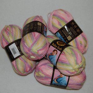 Lot of 5 (20 oz, 1835 y), Lion Brand Baby Soft, #3 DK Yarn, Circus Print
